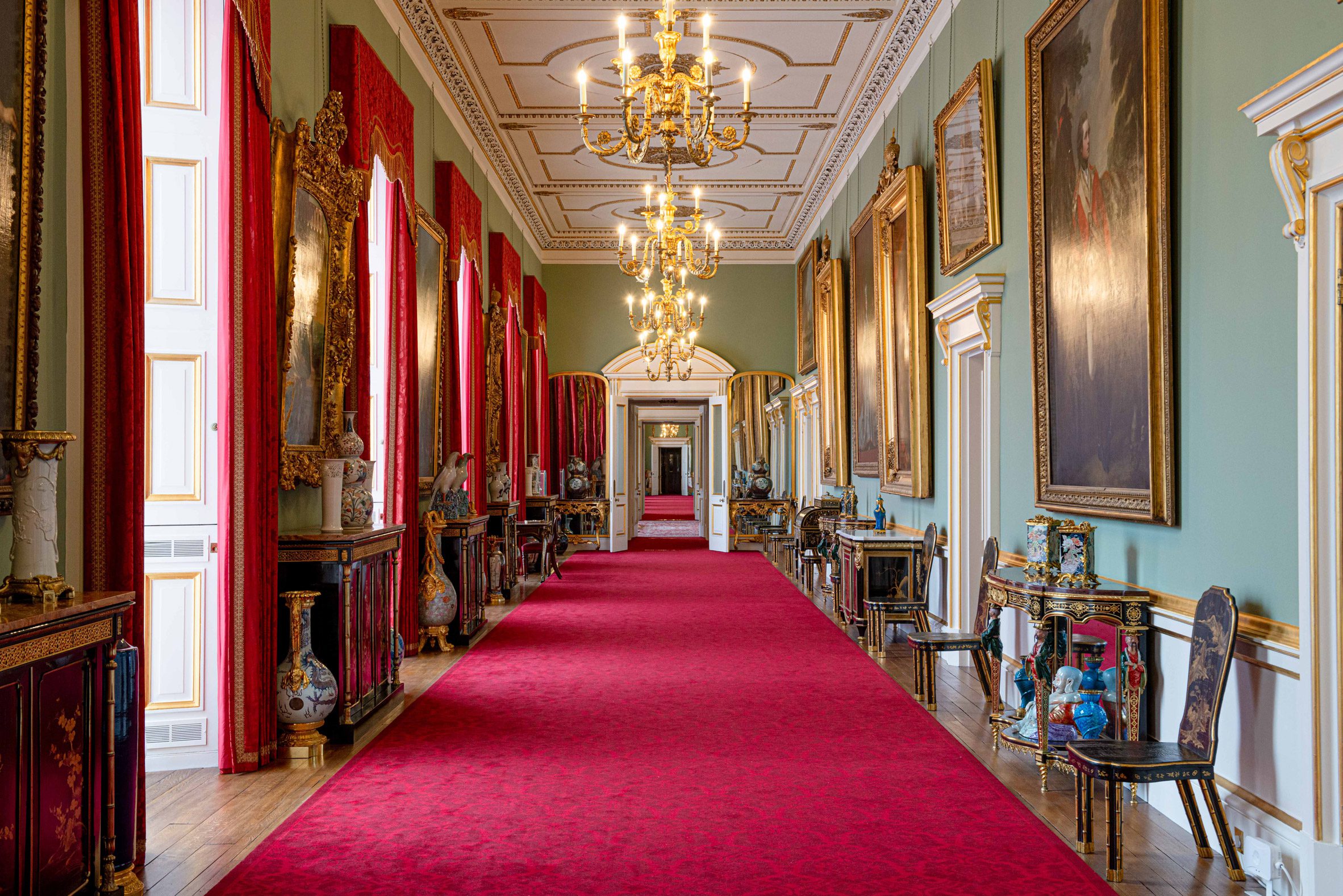 The principal corridor in the east wing of Buckingham Palace
