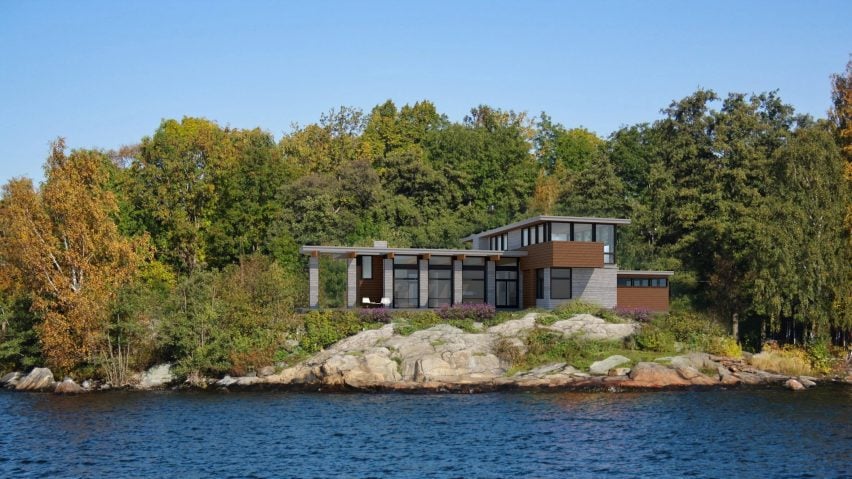 نمای خانه فرانک لوید رایت در کنار آب
