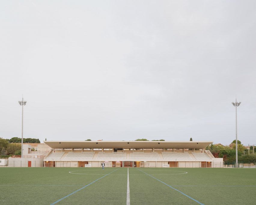 Concrete stadium grandstand