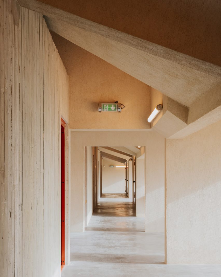 Interior of a concrete grandstand