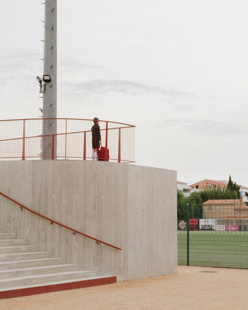 Concrete stadium grandstand renovation by Baito Architectes and Atelier Pirollet Architectes