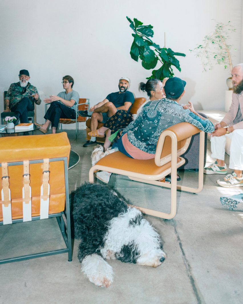 Chairs in circle with dog