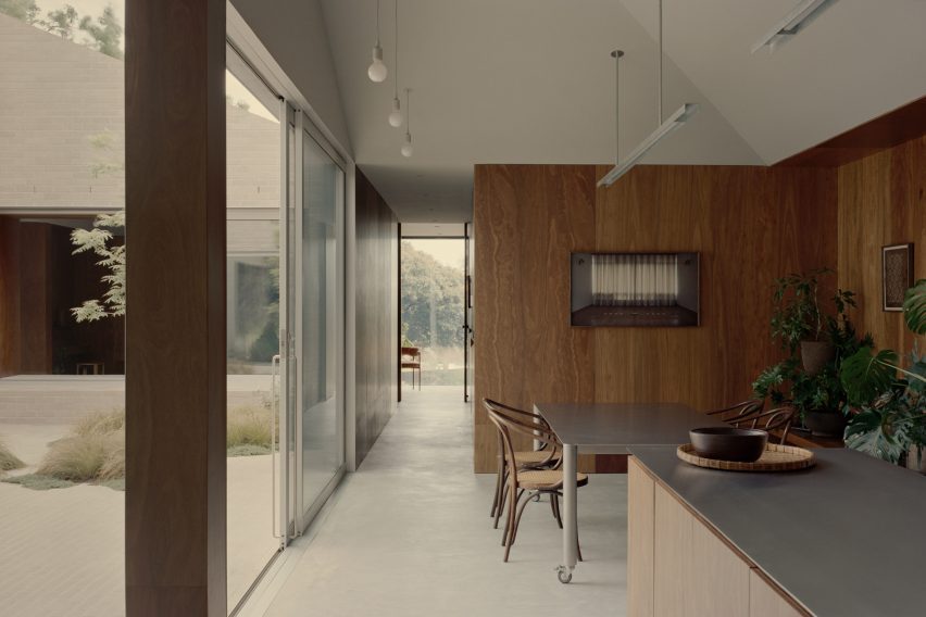 Wood-clad kitchen in Australian home