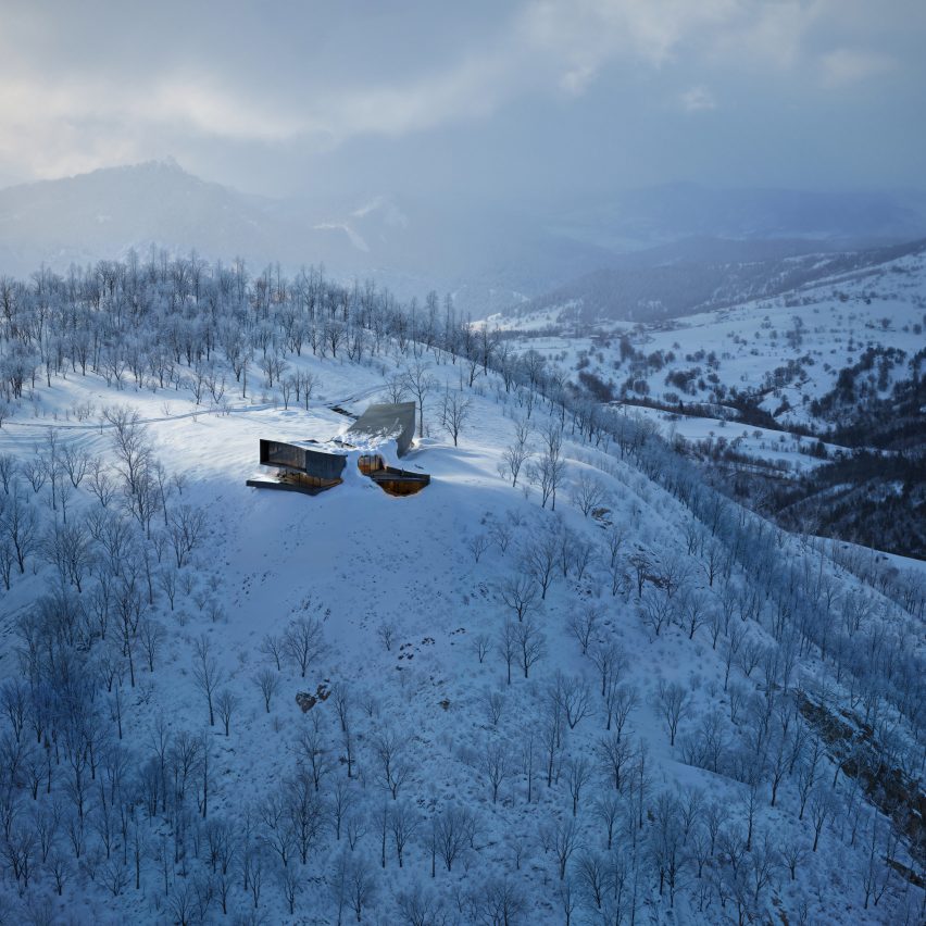 Render of house in foothills of Mount Yōtei