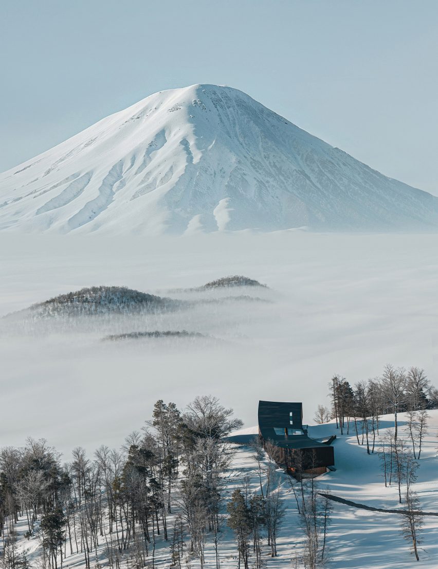 Aerial render of Not A Hotel Rusutsu by Snøhetta