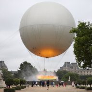 Mathieu Lehanneur "flying cauldron" lit for Paris 2024 Olympics