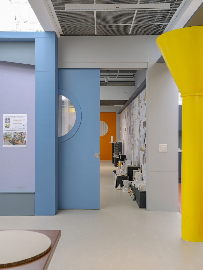 Sliding door in University of Kent building by Sam Jacob Studio