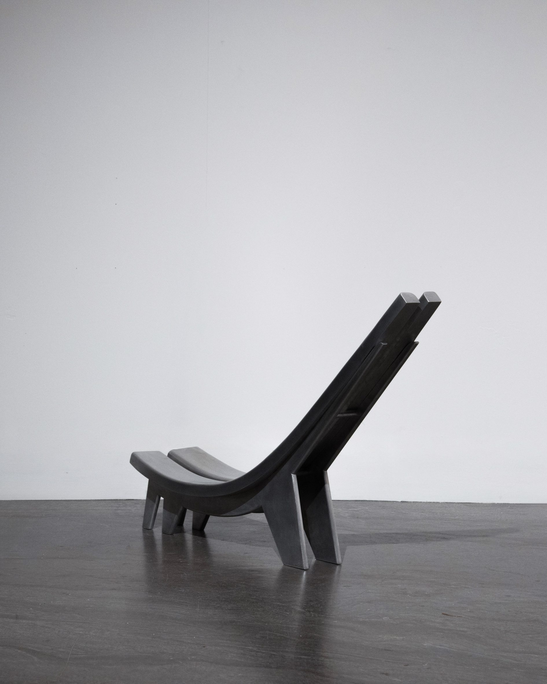 Rear view of aluminium chair by Giles Tettey Nartey