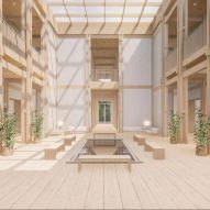 Rendering of a timber building Mathias Kidron designed used SketchUp