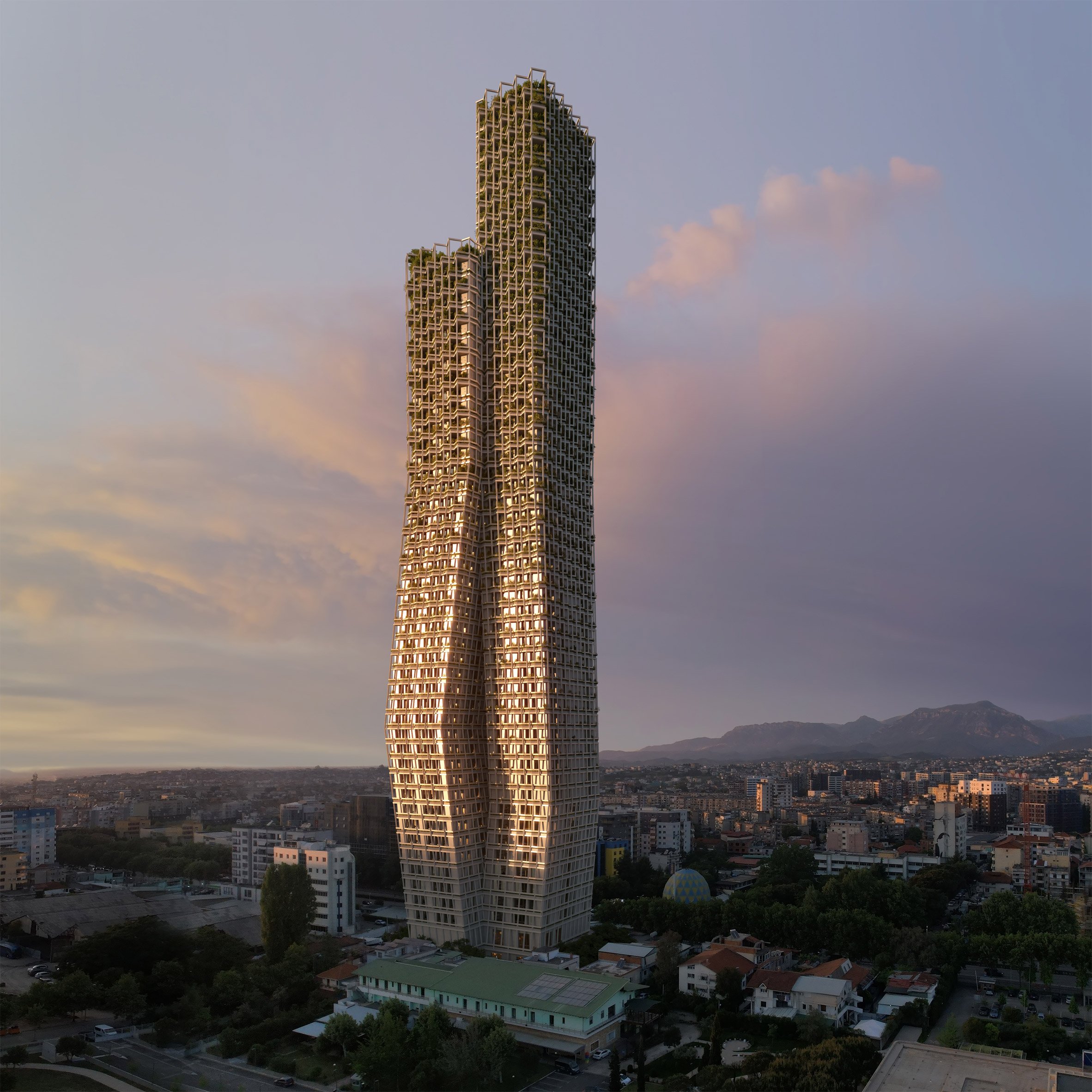 Bending towers in Tirana by OODA