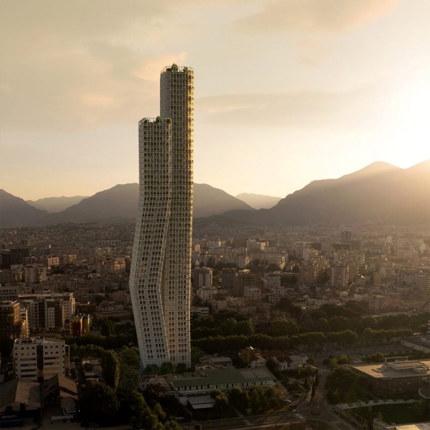 OODA designs kinked Tirana skyscrapers to evoke 