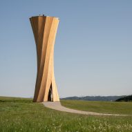 University of Stuttgart uses self-shaping timber and woven flax for tower and pavilion