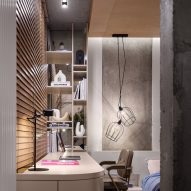 Desk and concrete wall in Dihome designed flat Ukraine