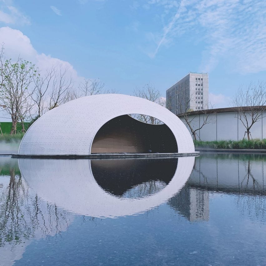 White egg-shaped pavilion in China