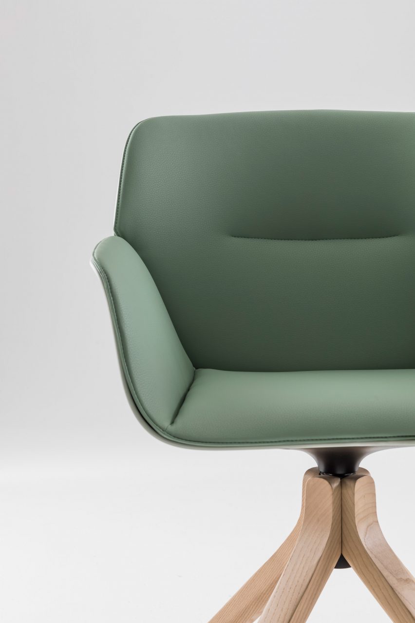 Chair upholstered in Volar Bio by Ultrafabrics