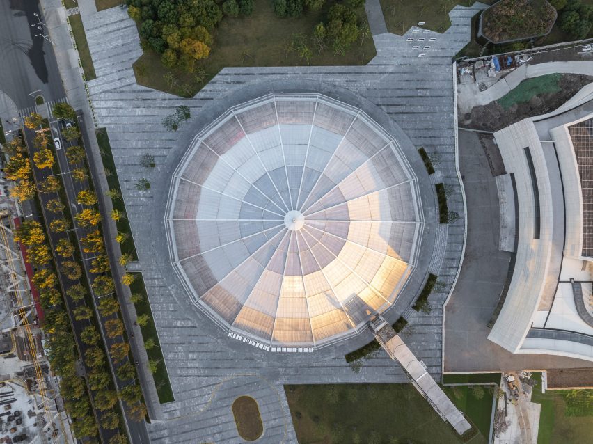 Aerial view of West Bund Dome Art Center by Schmidt Hammer Lassen