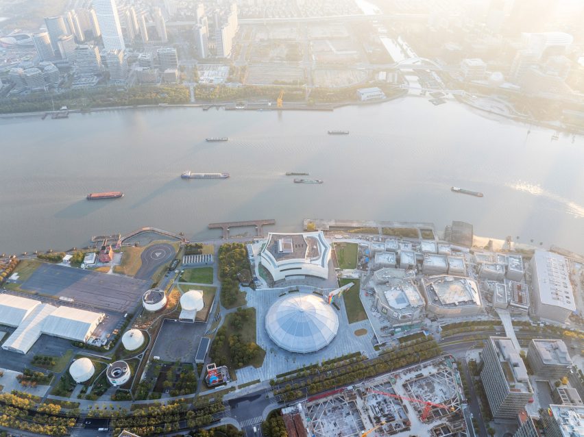 Aerial view of West Bund Dome Art Center by Schmidt Hammer Lassen