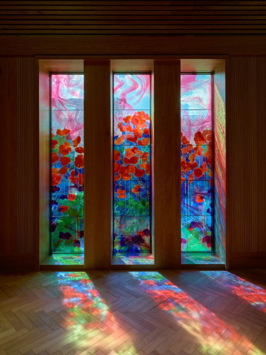 Brian Clarke-designed windows in Westminster Coroner's Court by Lynch Architects