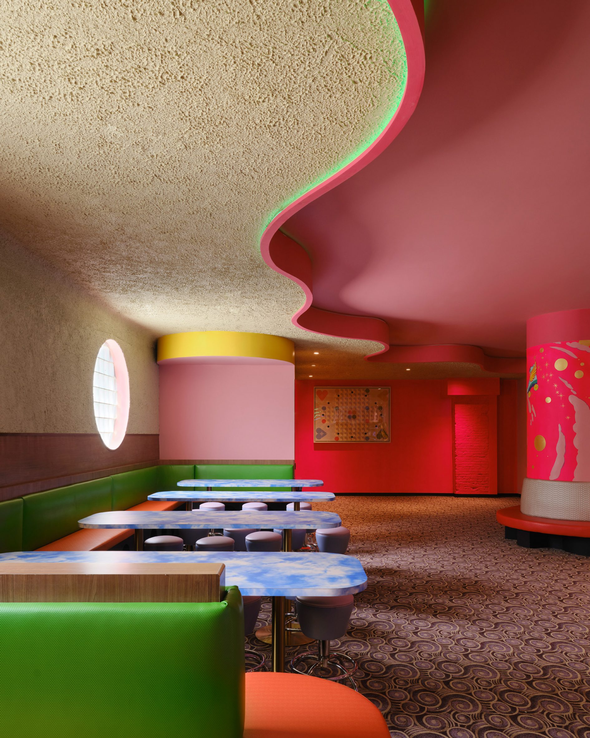 Colourful interior of Brooklyn roller rink