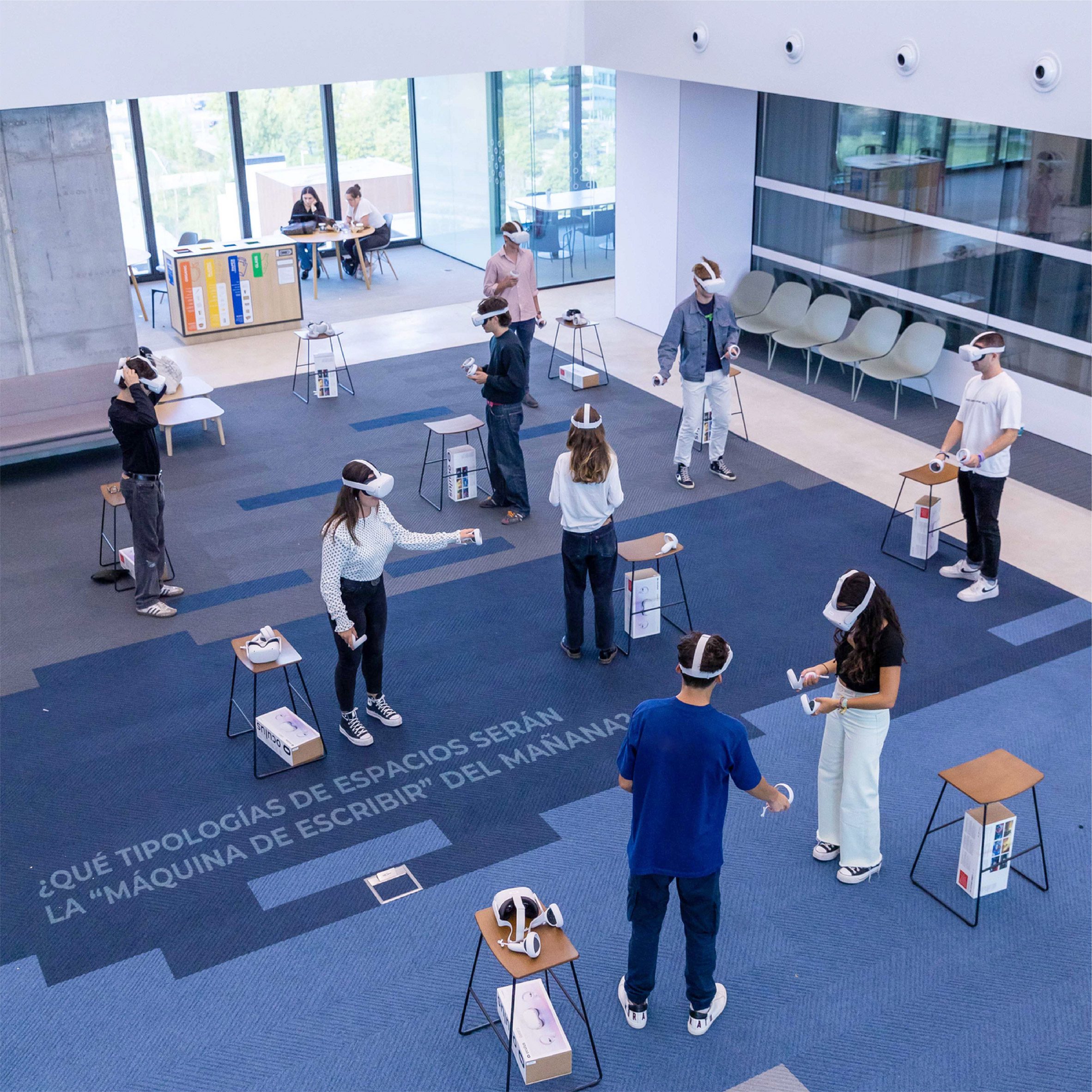 Students using VR headsets