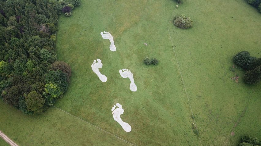 Photo of footprint visuals on grass