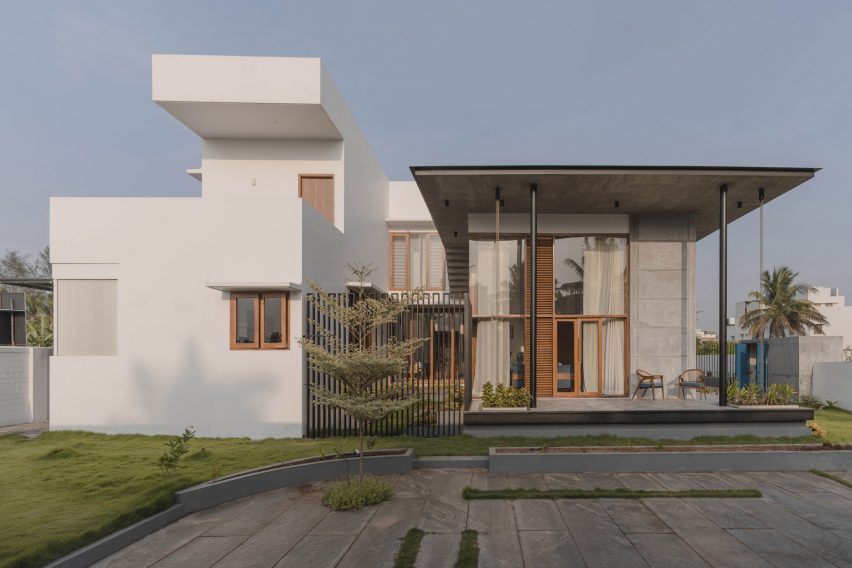 Exterior view of a house on a farm in India