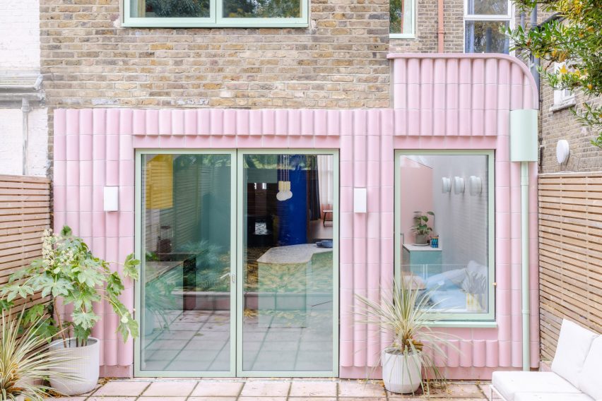 Beacon House extension by Office S&M features bubblegum pink tiles