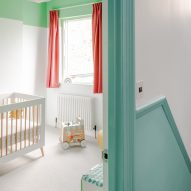 Green and white bedroom