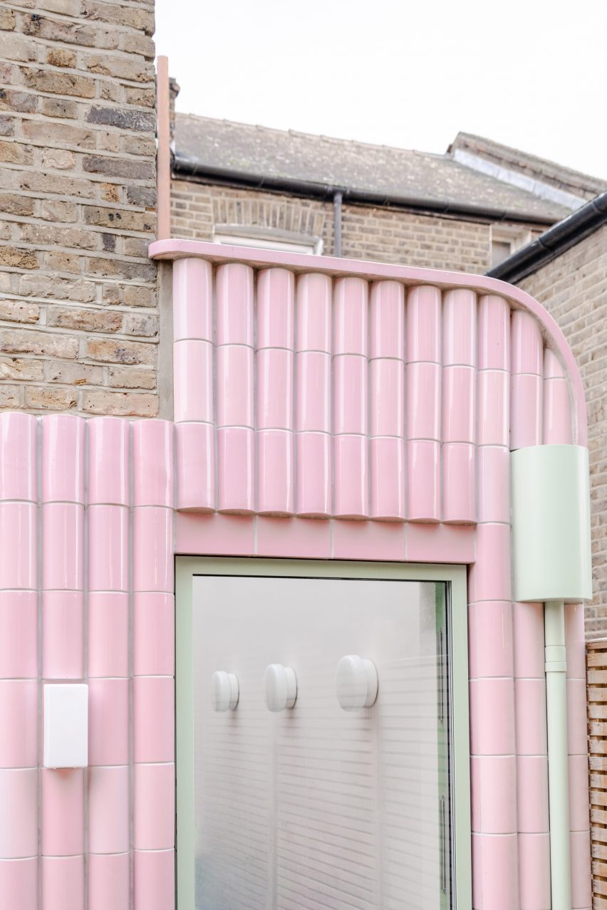 Beacon House extension by Office S&M features bubblegum pink tiles