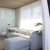 White couch in sun room