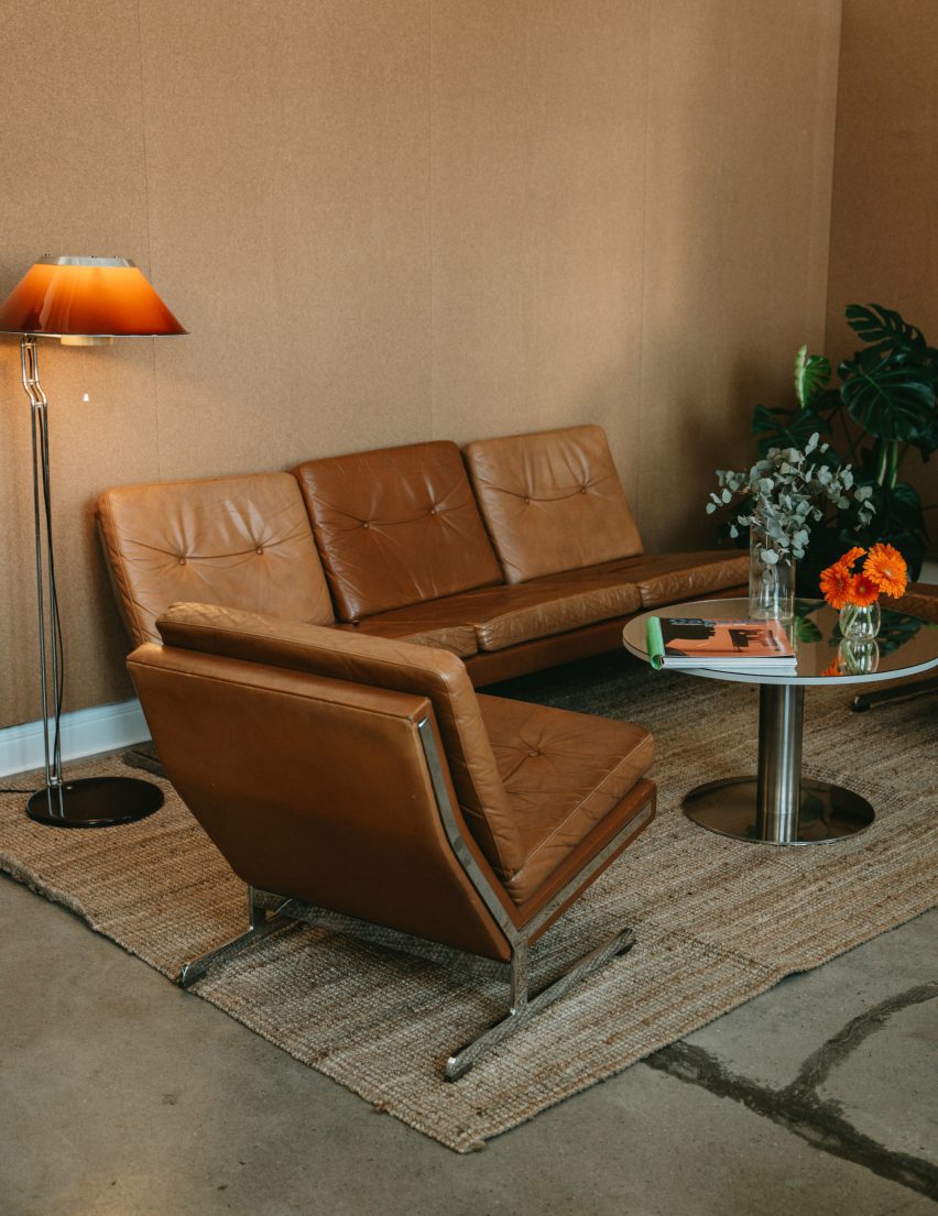 Brown leather chairs in A House at Börshuset