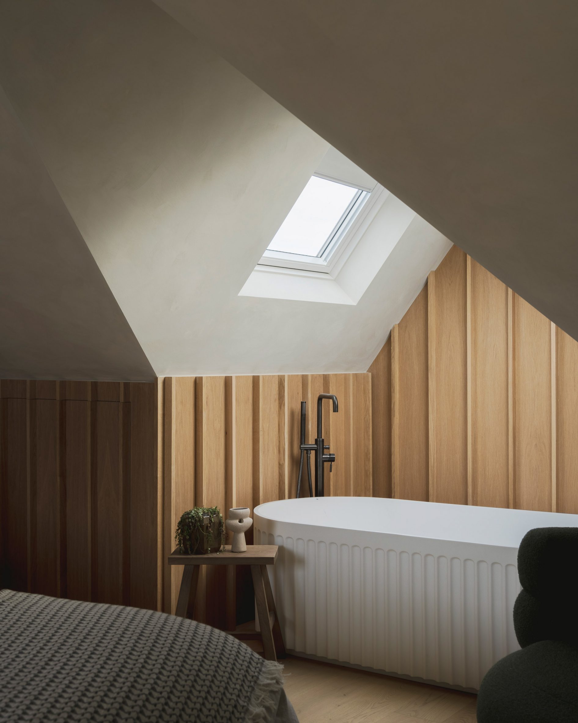 Bedroom interior of Crystal Palace Road house by Benjamin Hale Architects