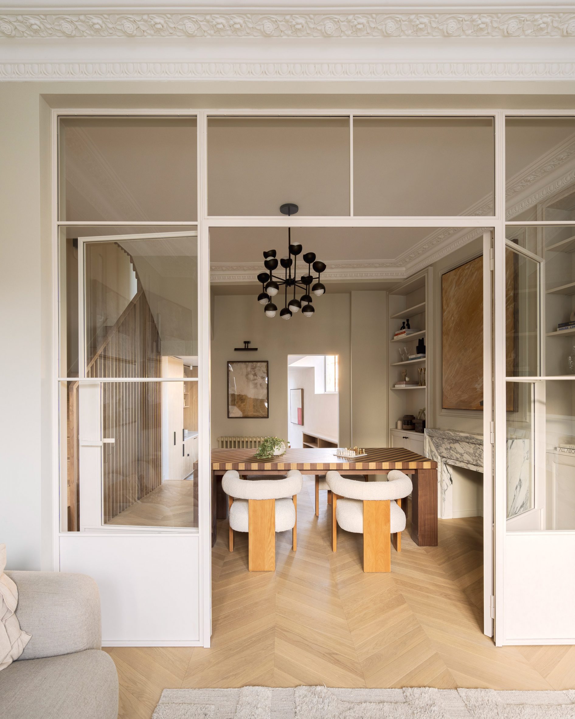 Dining room interior of Crystal Palace Road house by Benjamin Hale Architects