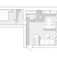 Plan of an apartment by Mirzoyan Studio in Kyiv, Ukraine.