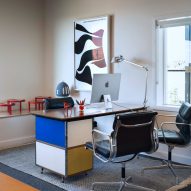 Office with colourful furniture