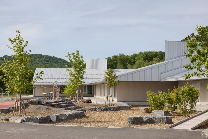 Boulders outside of Montreal school