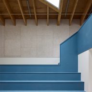 Bright blue staircase