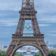 Olympic rings on the Eiffel Tower