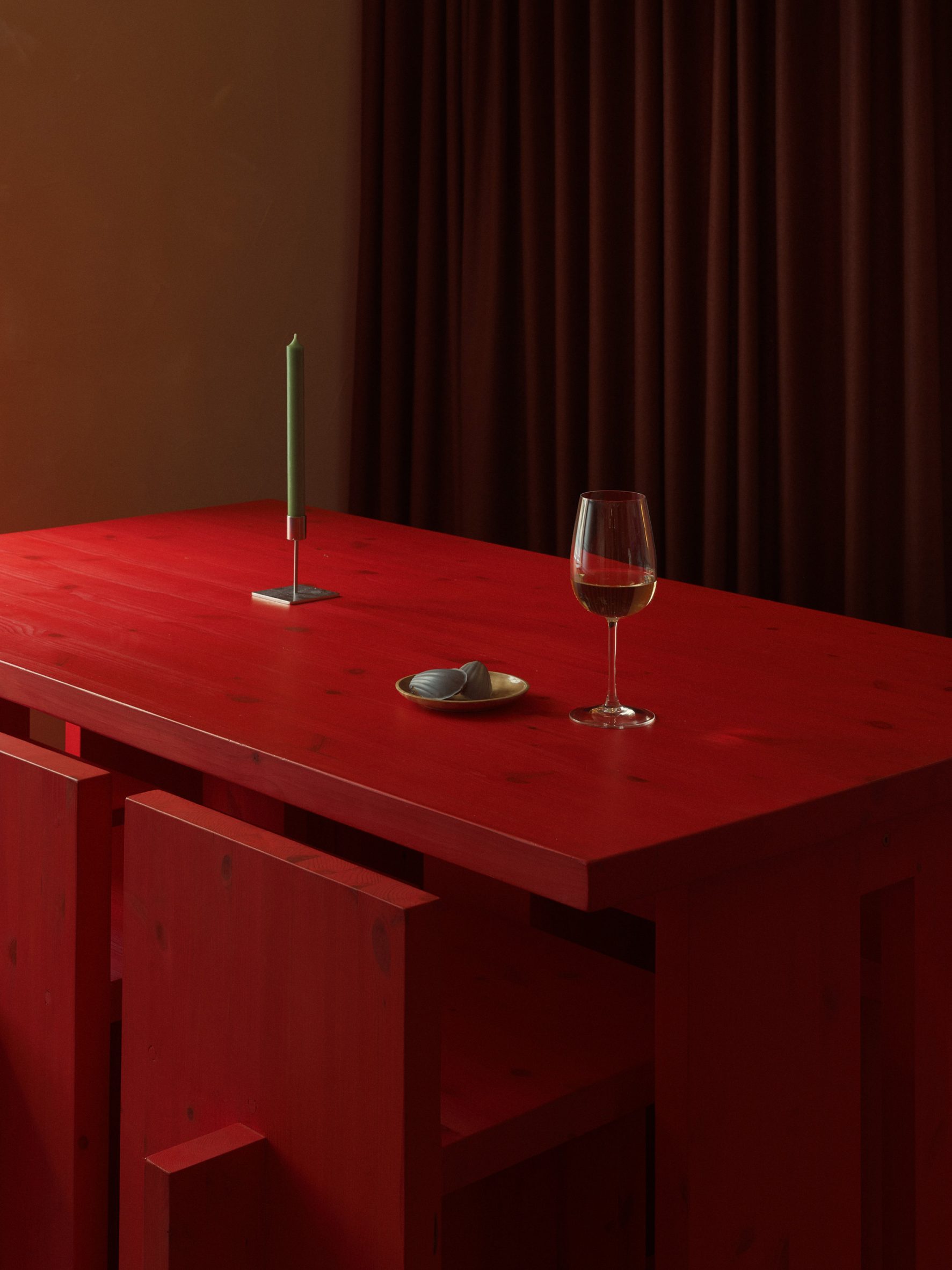 Red dining table