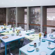 Pastel coloured tables and chairs