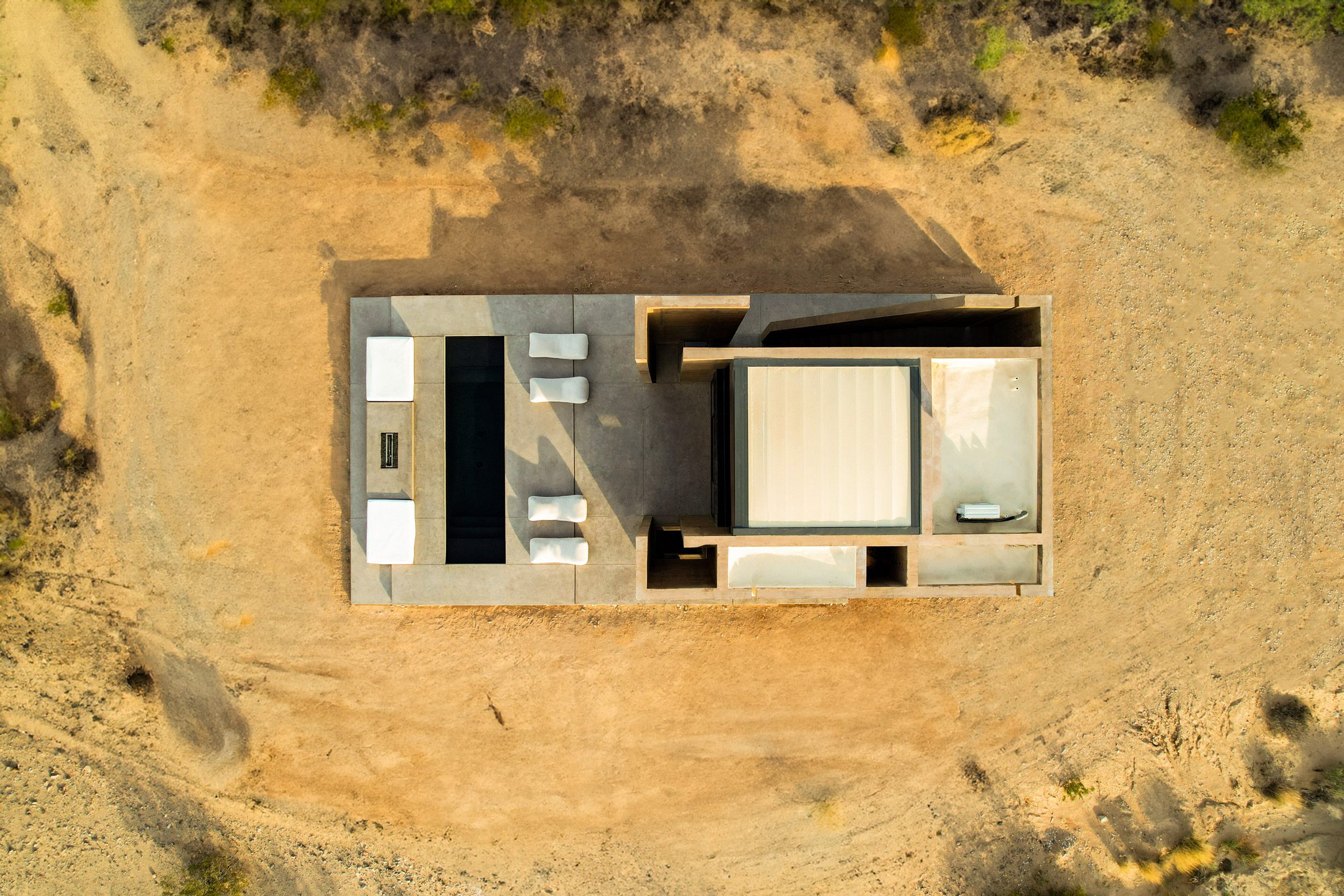 Concrete retreat in Mojave desert