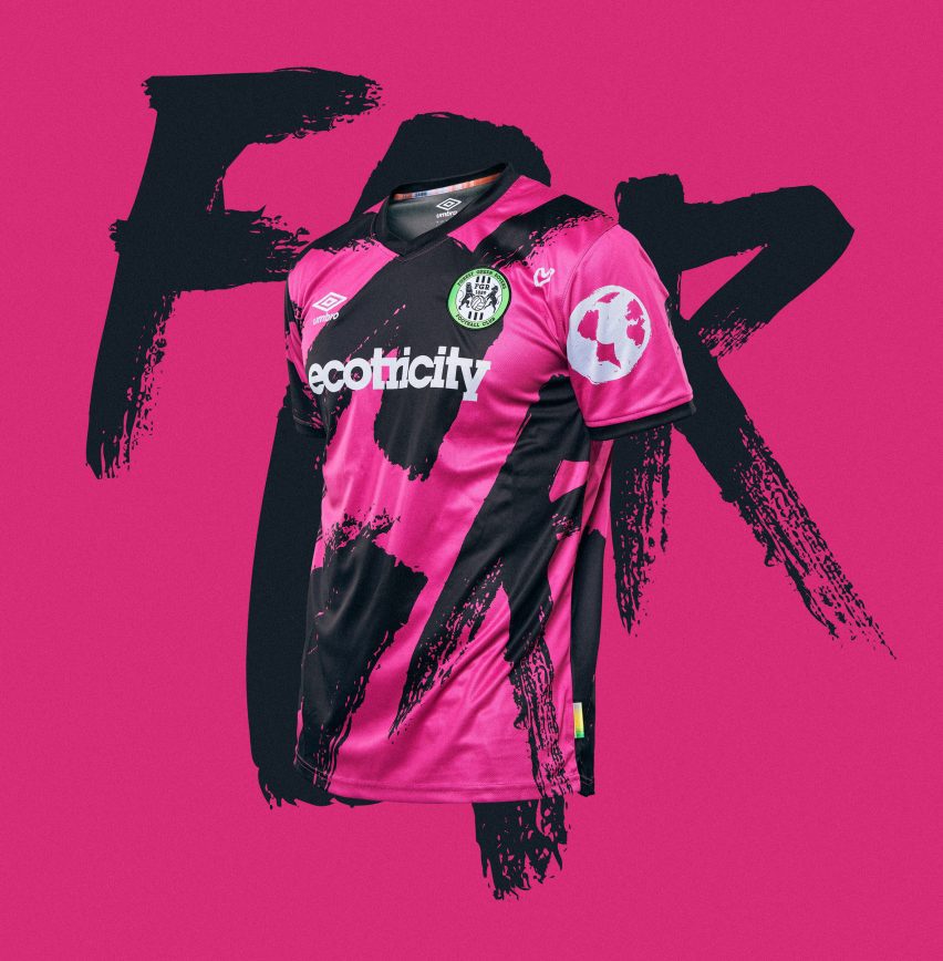 Pink football shirt on pink background