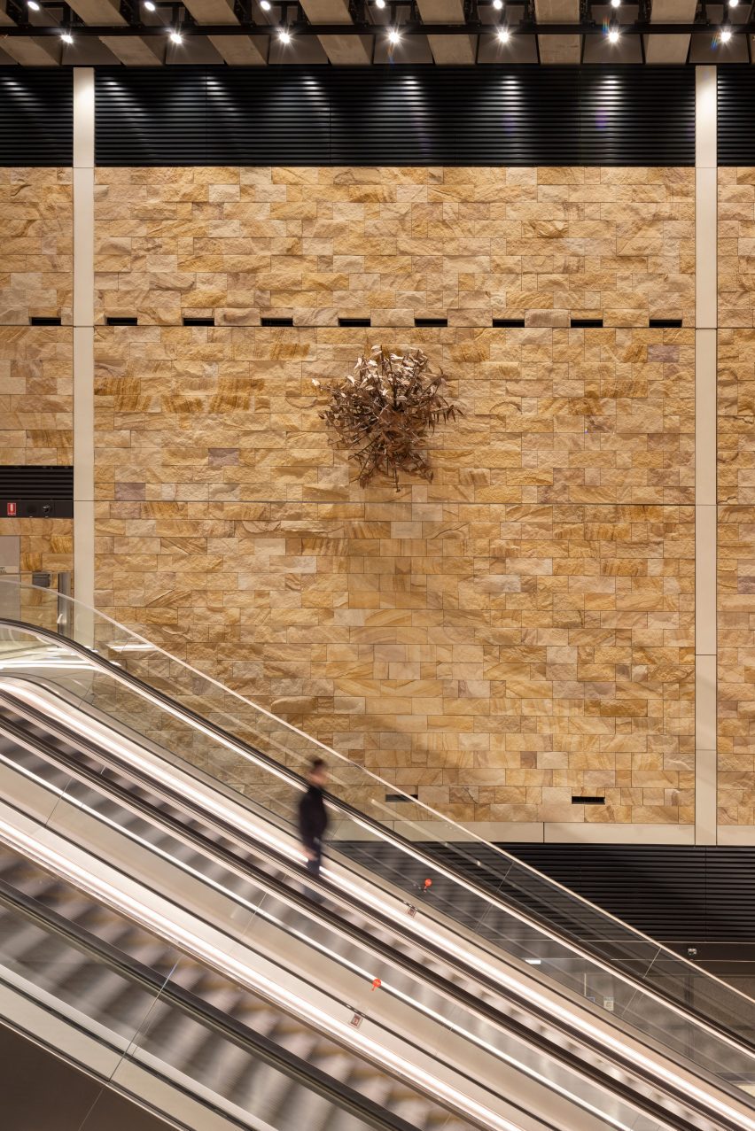 Sandstone wall in metro station