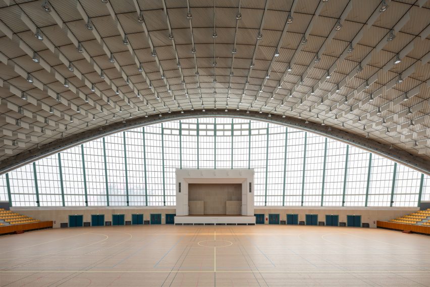 Interior of sports hall in Paris