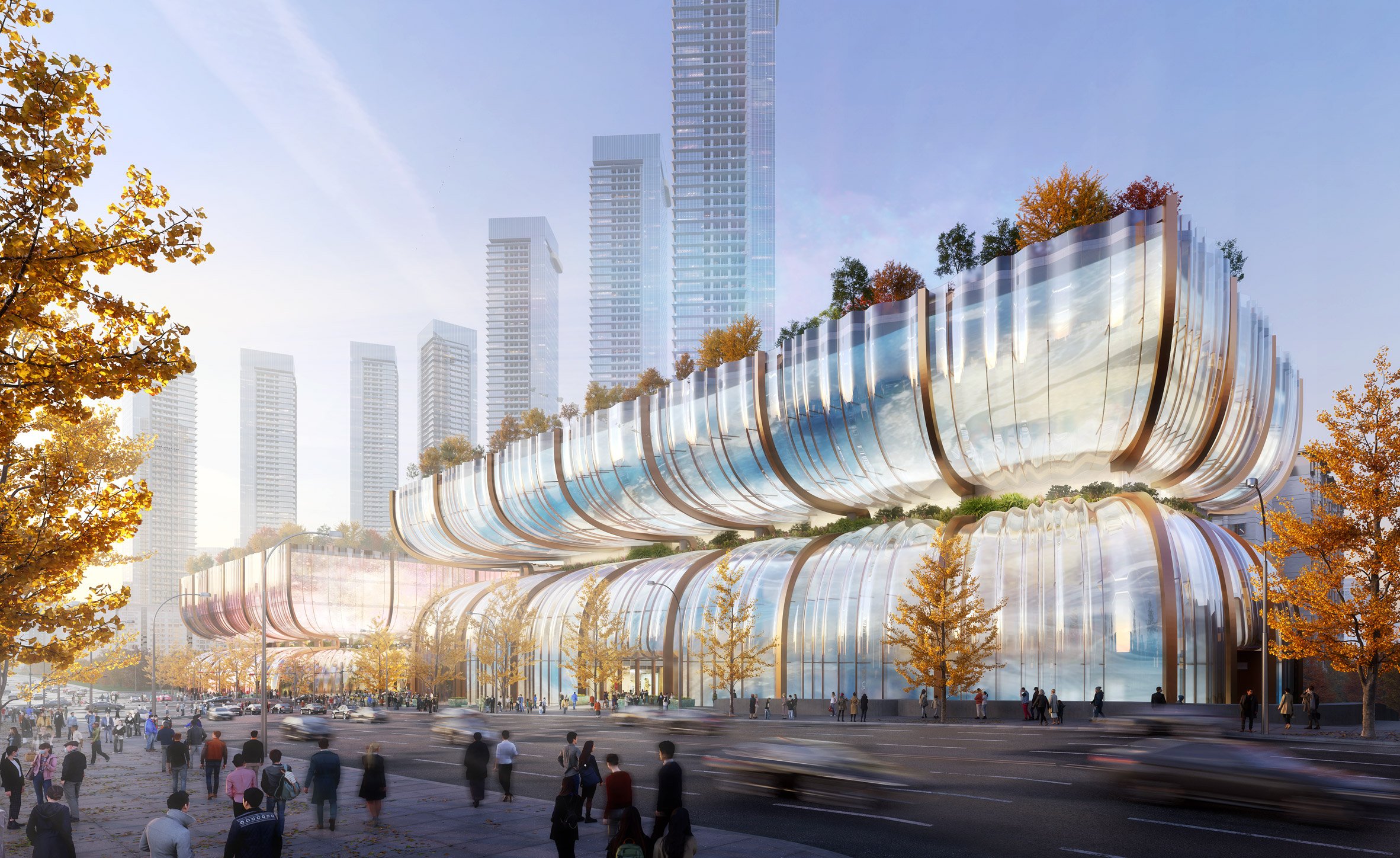 Render of updated shopping centre in Seoul by Heatherwick Studio