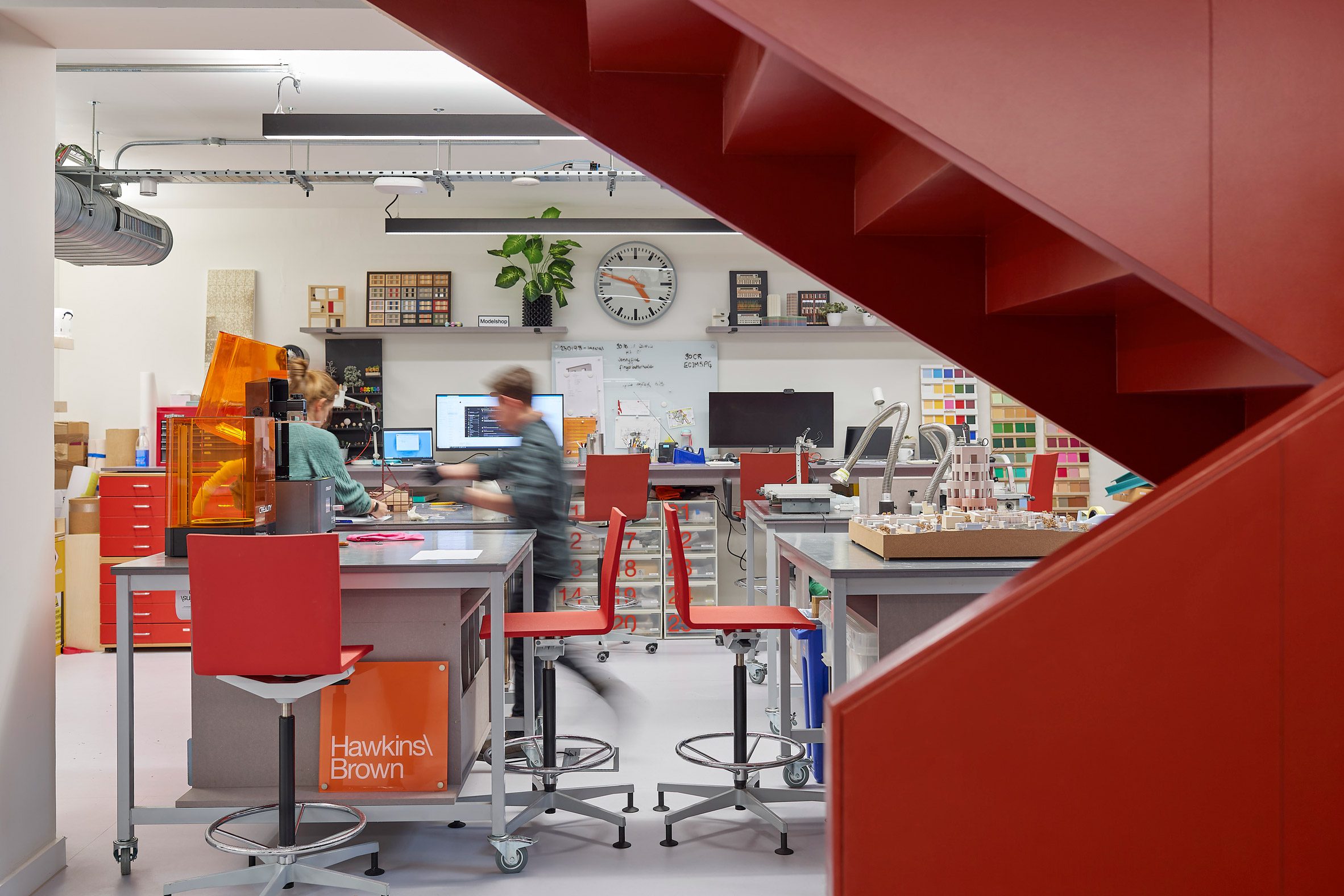 Hawkins\Brown office model shop with red staircase