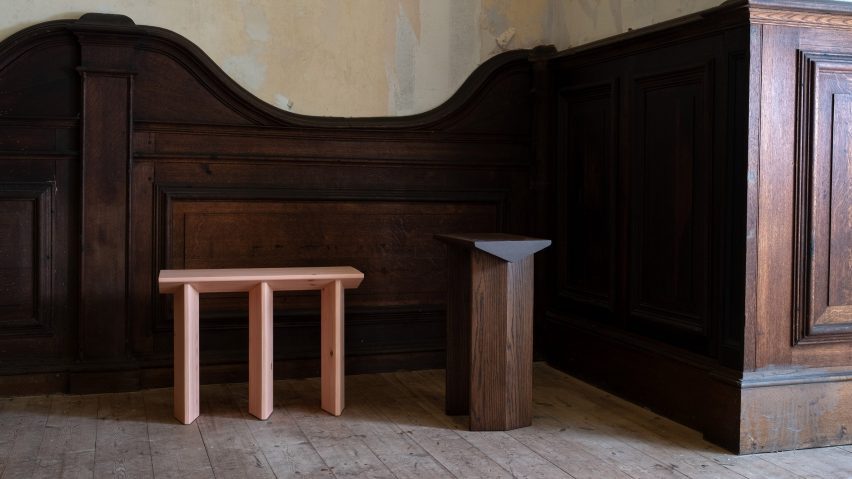 Mullion plinths by Anthony Forsyth for Material & Memory at Brinkburn Priory and Manor