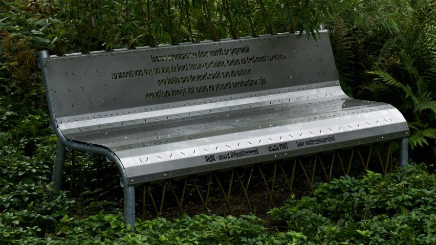 Bench made from living trees