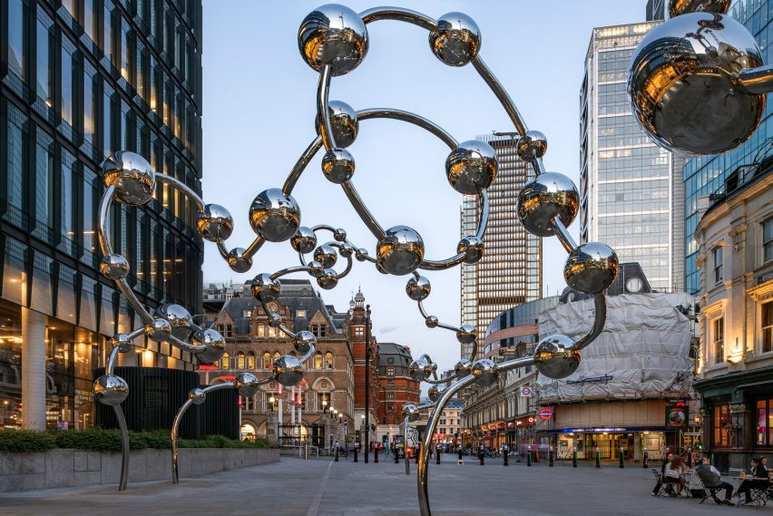 Large metal-sphere artwork