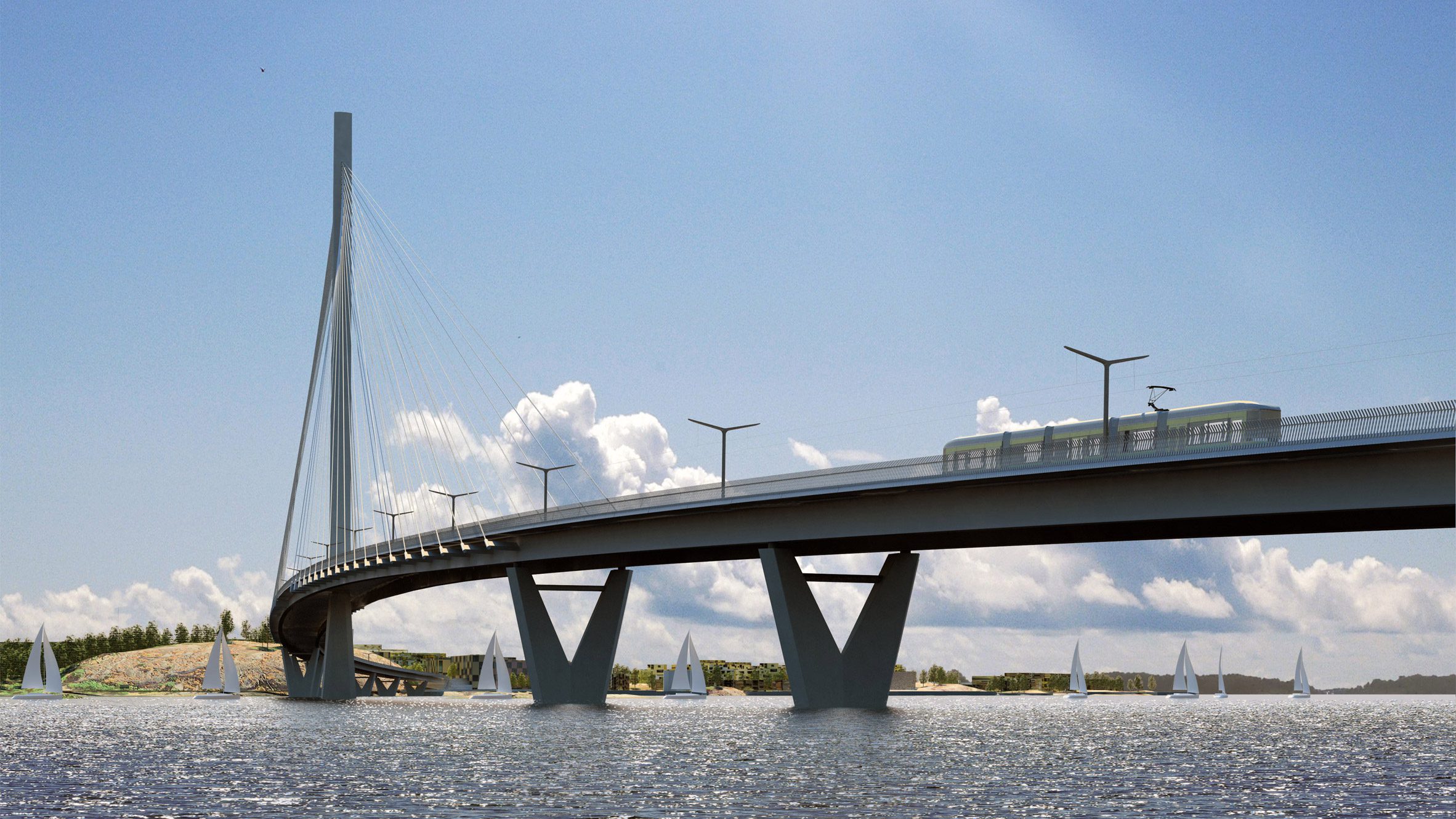 Knight Architect's Kruunusillat bridge in Helsinki, Finland.